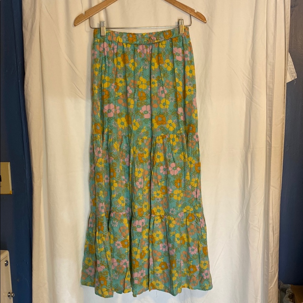 Floral Maxi Skirt - Blue, Yellow, Pink